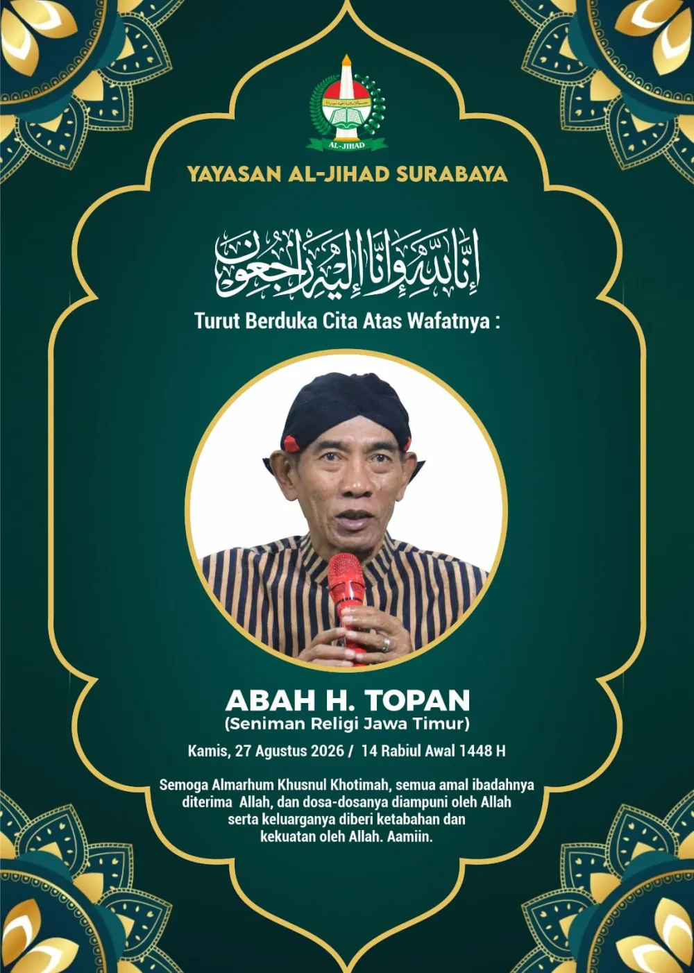 Pelawak Senior Topan Meninggal Dunia