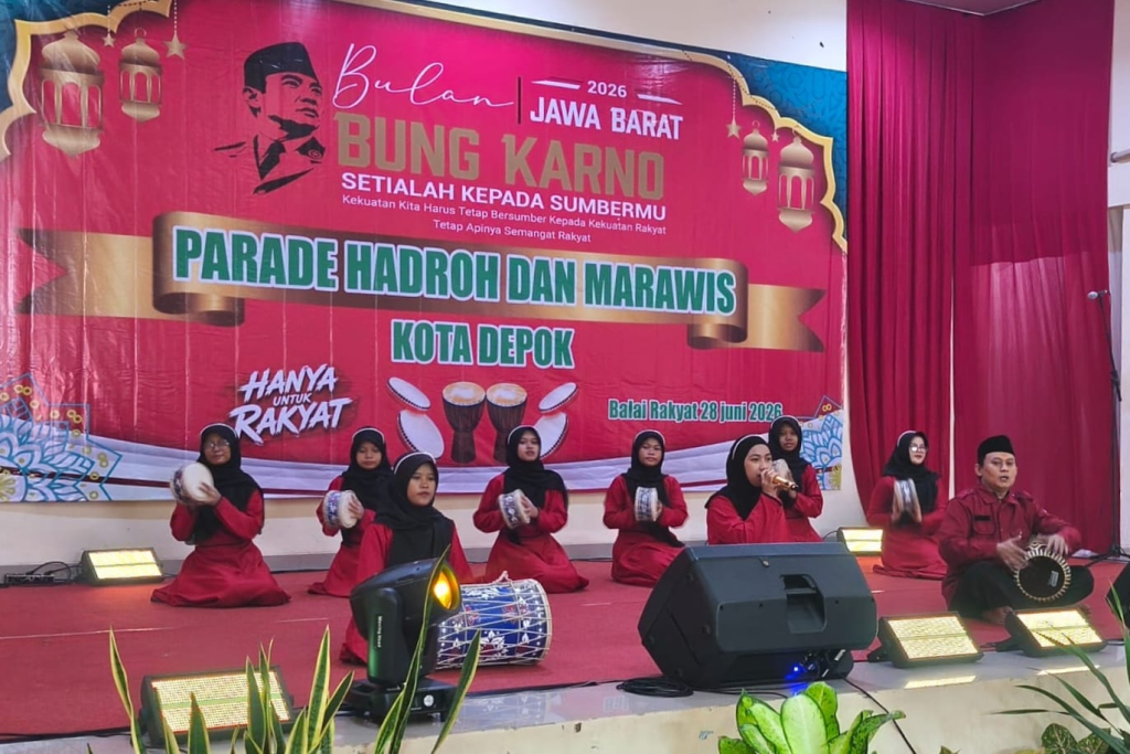 DPC PDI Perjuangan Depok Semarakkan Bulan Bung Karno Lewat Parade Hadroh dan Marawis